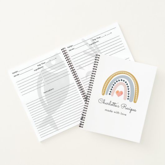 Boho Rainbow Gepersonaliseerd recept Notitieboek (Binnen)