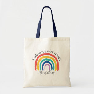Boho Rainbow gepersonaliseerde leraar naam leuke r Tote Bag