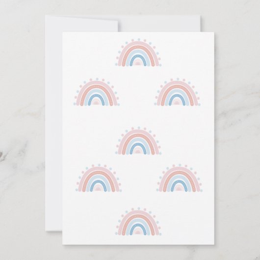 Boho Rainbow Geslacht onthullen uitnodiging, blauw Kaart (Achterkant)