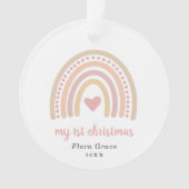 Boho Rainbow Girl Baby Foto van mijn eerste kerst Ornament (voorkant)