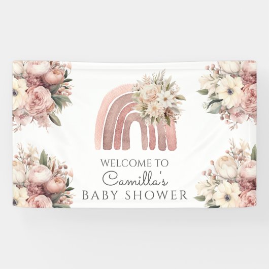 Boho Rainbow Girl Baby shower Spandoek (Horizontaal)