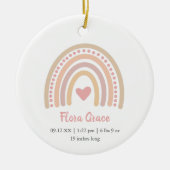 Boho Rainbow Girl Birth Stats Foto met Kerstmis Keramisch Ornament (Voorkant)