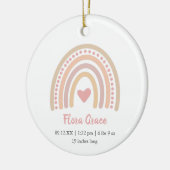 Boho Rainbow Girl Birth Stats Foto met Kerstmis Keramisch Ornament (Links)