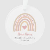 Boho Rainbow Girl Birth Stats Foto met Kerstmis Ornament (voorkant)