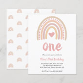 Boho Rainbow Girl Budget First Birthday Uitnodigin (Voorkant / Achterkant)