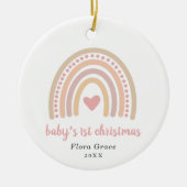 Boho Rainbow Girl Foto Baby's Eerste Kerstmis Keramisch Ornament (Voorkant)
