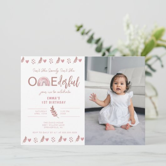 Boho Rainbow Girl Lovely Onederful Birthday Kaart (Staand voorkant)