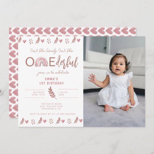 Boho Rainbow Girl Lovely Onederful Birthday Kaart (Voorkant / Achterkant)