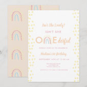 Boho Rainbow Girl Lovely Onederful Birthday Kaart (Voorkant / Achterkant)