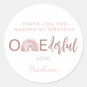 Boho Rainbow Girl Onederful Dank je Ronde Sticker