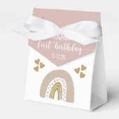 Boho Rainbow Glitter Heart First Birthday Favor Bo Bedankdoosjes (Voorkant Zijde)