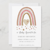 BOHO Rainbow Glitter roze Gold Girl Baby shower in Kaart (Voorkant)