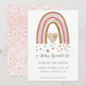 BOHO Rainbow Glitter roze Gold Girl Baby shower in Kaart (Voorkant / Achterkant)