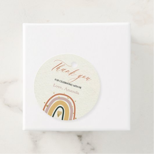 Boho Rainbow Gold Circle Bedankt Label (In situ)