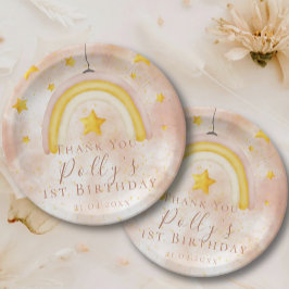 Boho Rainbow Gold Stars Magic Dust 1st Birthday Papieren Bordje