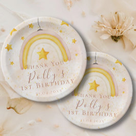 Boho Rainbow Gold Stars Magic Dust 1st Birthday Papieren Bordje