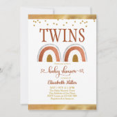 Boho Rainbow Gold Twin Baby shower Invitation (Voorkant)