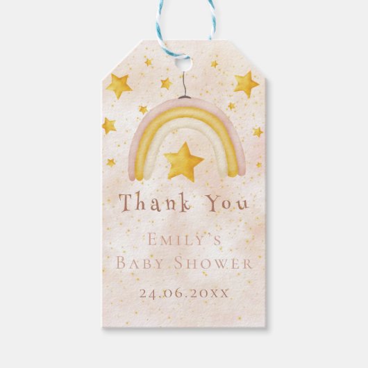 Boho Rainbow gouden sterren goochelen magisch plak Cadeaulabel (Voorkant)