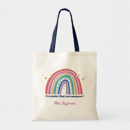 Boho Rainbow Grappige en chique leraar aangepaste  Tote Bag