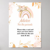 Boho Rainbow Grass baby shower advies Ouders teken Poster (Voorkant)