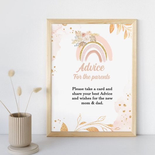 Boho Rainbow Grass baby shower advies Ouders teken Poster