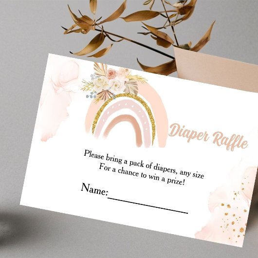 Boho Rainbow Grass baby shower luierverzoek Informatiekaartje