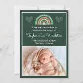 Boho Rainbow Green Birth Announement Aankondiging (Voorkant)