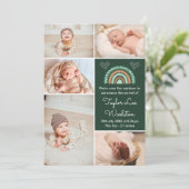 Boho Rainbow Green Birth Announement Aankondiging (Staand voorkant)