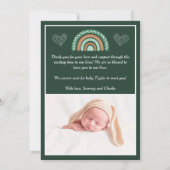 Boho Rainbow Green Birth Announement Aankondiging (Achterkant)