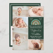 Boho Rainbow Green Birth Announement Aankondiging (Voorkant / Achterkant)