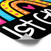 Boho Rainbow Hallo 1e Grade Eerste Dag School Teac Poster (Hoek)