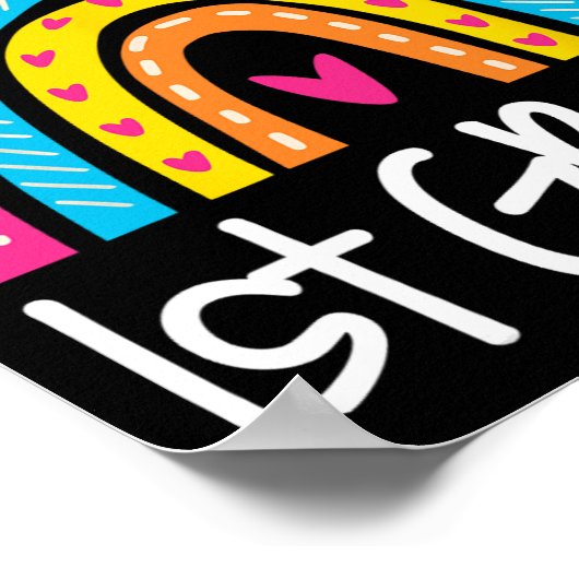 Boho Rainbow Hallo 1e Grade Eerste Dag School Teac Poster (Hoek)