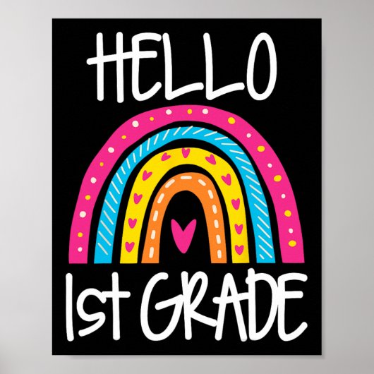 Boho Rainbow Hallo 1e Grade Eerste Dag School Teac Poster (Voorkant)