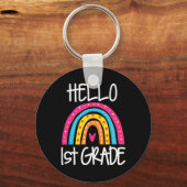 Boho Rainbow Hallo 1e Grade Eerste Dag School Teac Sleutelhanger (Achterkant)