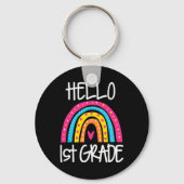 Boho Rainbow Hallo 1e Grade Eerste Dag School Teac Sleutelhanger (Achterkant)