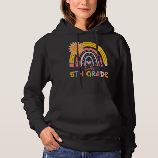 Boho Rainbow Hallo 5e graad leraar eerste dag van Hoodie (Voorkant)