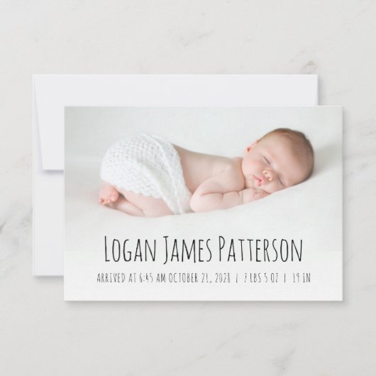 Boho Rainbow Hand Drawn Black White Birth Aankondiging (Voorkant)