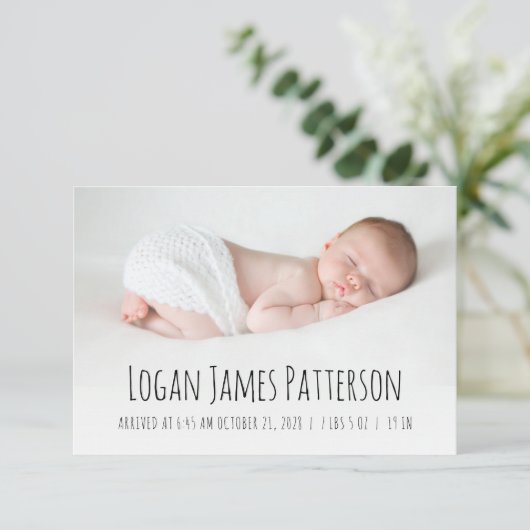 Boho Rainbow Hand Drawn Black White Birth Aankondiging (Staand voorkant)