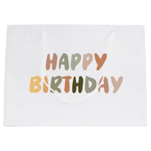 Boho Rainbow Handgeschreven Happy Birthday Groot Cadeauzakje (Voorkant)