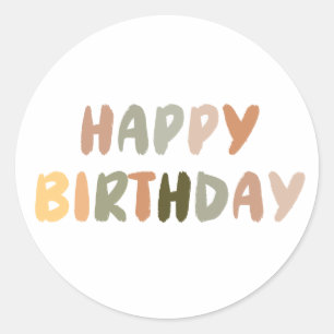 Boho Rainbow Handgeschreven Happy Birthday Ronde Sticker