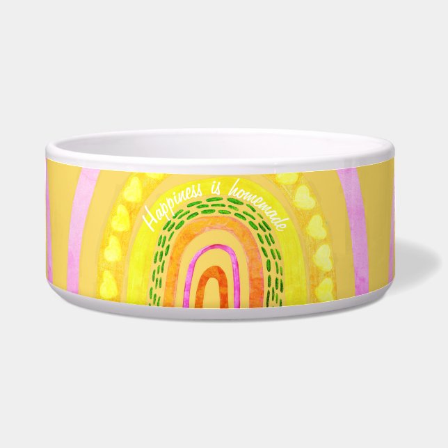 Boho Rainbow 'Happiness is Homemade'  Voerbakje (Voorkant)