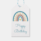 Boho Rainbow Happy Birthday Blue Boy Gift Labels Cadeaulabel (Voorkant)