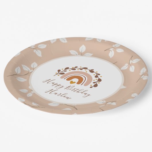  Boho Rainbow Happy Birthday Borden Papieren Bordje (Gekanteld)