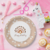 Boho Rainbow Happy Birthday Borden Papieren Bordje (Feest)