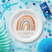 Boho Rainbow Happy Birthday Papieren Bordje (Feest)