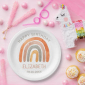 Boho Rainbow Happy Birthday Papieren Bordje (Feest)