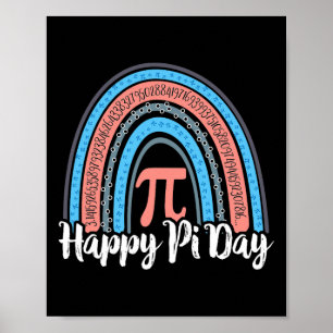 Boho Rainbow Happy Pi Day 3.14 Wiskunde Geek 3 Poster
