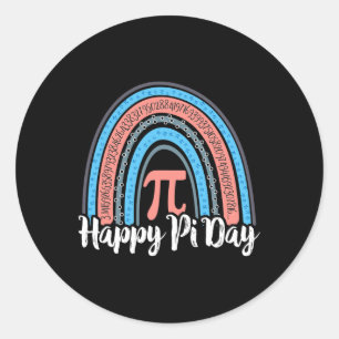 Boho Rainbow Happy Pi Day 3.14 Wiskunde Geek 3 Ronde Sticker