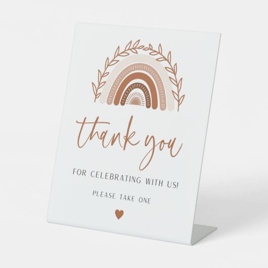 Boho Rainbow Hartelijk dank Je tekent voor Baby sh Reclamebord Met Voetstuk (Voorkant)