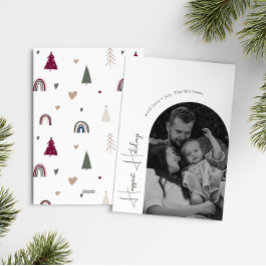 Boho Rainbow Heart Arch Gelukkigste Feestdagen Fot Feestdagenkaart